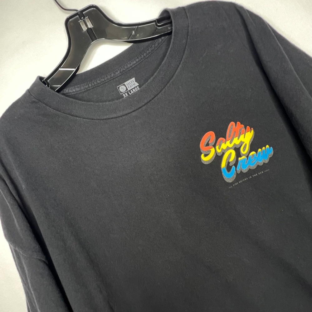 Salty Crew Black Graphic T-Shirt Mens 3XL Surf Nautical Beach Fishing Cruise